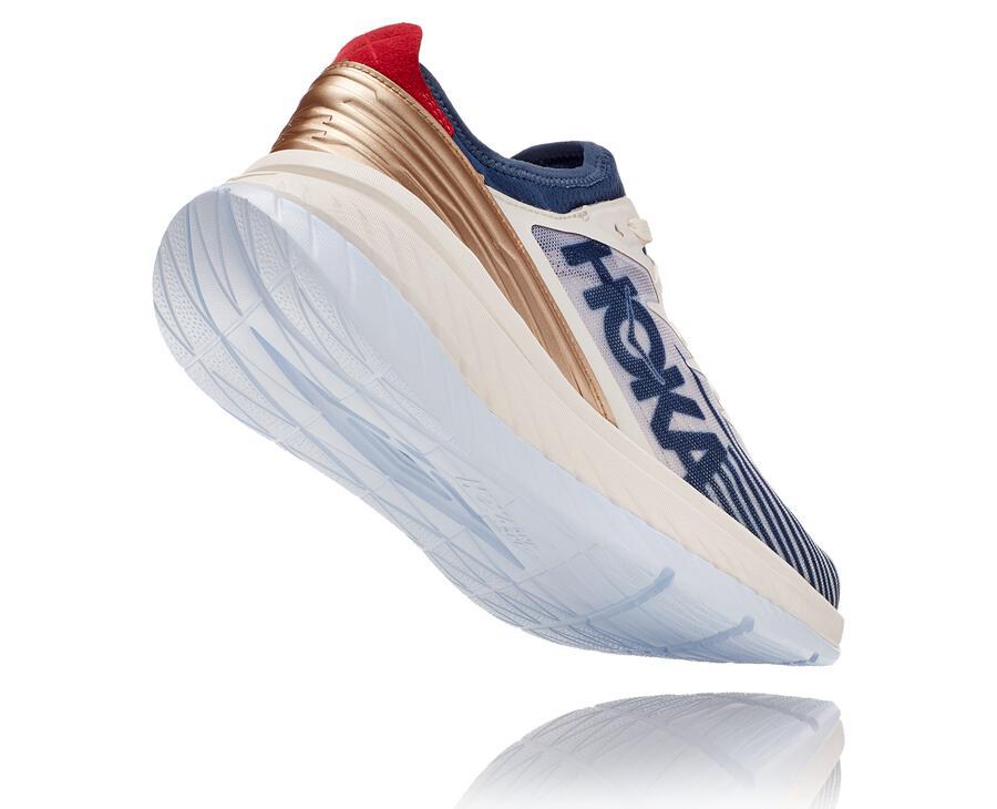 Running Shoes Mens - Hoka One One Carbon X-SPE - White/Blue - ROXMWUQ-93